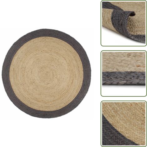 The Living Store Alfombra hecha a mano de yute con borde gris oscuro 240 cm - Alfombra hecha a mano