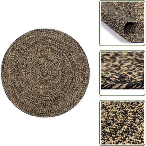 The Living Store Alfombra hecha a mano de yute marrón y negro 180 cm - Alfombra hecha a mano