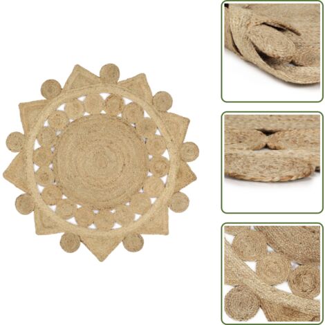 The Living Store Alfombra hecha a mano de yute trenzado 120 cm - Alfombra trenzada