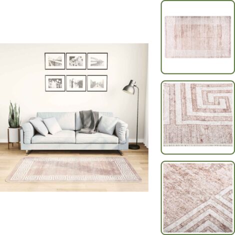 The Living Store Alfombra lavable beige 80x150 cm - Alfombra antideslizante