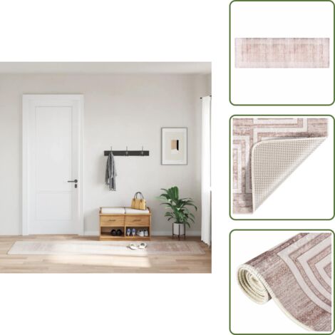 The Living Store Alfombra lavable beige 80x300 cm - Alfombra antideslizante