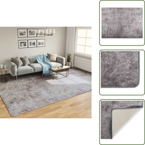 The Living Store Alfombra lavable gris 400x300 cm - Alfombra antideslizante