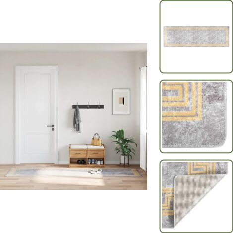 The Living Store Alfombra lavable gris 80x300 cm - Alfombra antideslizante