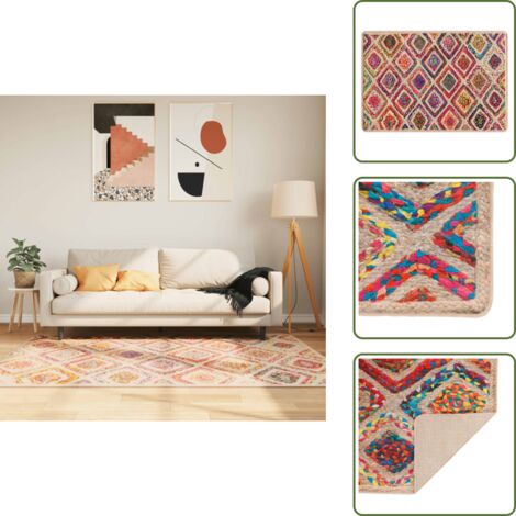 The Living Store Alfombra lavable multicolor 120x180 cm - Alfombra antideslizante