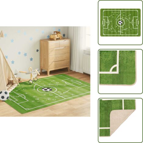 The Living Store Alfombra niños lavable campo fútbol 160x230 cm - Alfombra antideslizante