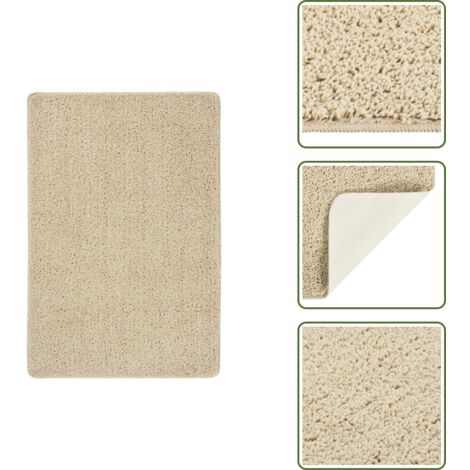 The Living Store Alfombra peluda antideslizante color crema 140x200 cm - Alfombra antideslizante