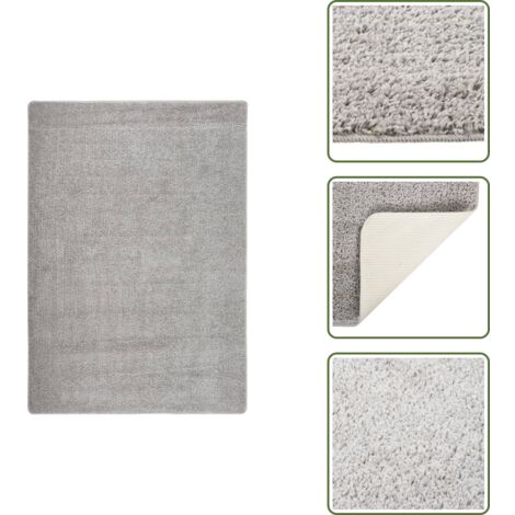 The Living Store Alfombra peluda antideslizante gris claro 160x230 cm - Alfombra antideslizante