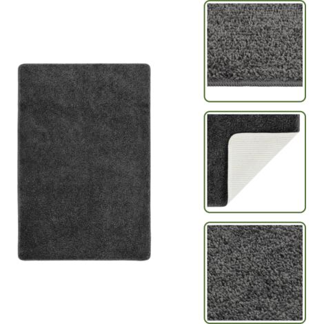 The Living Store Alfombra peluda antideslizante gris oscuro 140x200 cm - Alfombra antideslizante