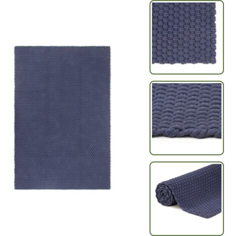 The Living Store Alfombra rectangular algodón azul marino 160x230 cm - Alfombra azul marino