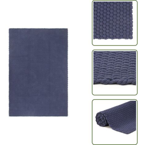 The Living Store Alfombra rectangular algodón azul marino 180x250 cm - Alfombra azul marino