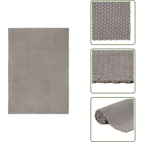 The Living Store Alfombra rectangular algodón gris 160x230 cm - Alfombra rectangular