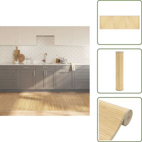 The Living Store Alfombra rectangular bambú color natural claro 100x300 cm - Alfombra natural