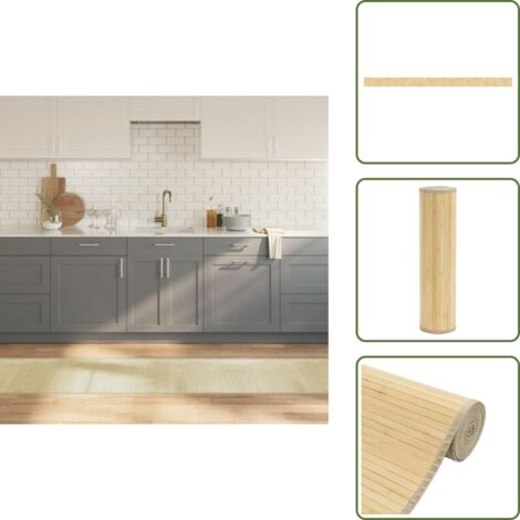 The Living Store Alfombra rectangular bambú color natural claro 60x1000 cm - Alfombra natural
