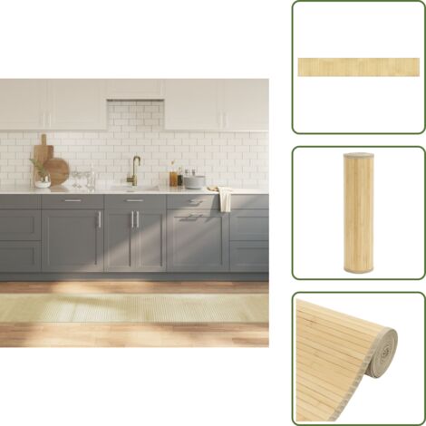 The Living Store Alfombra rectangular bambú color natural claro 60x400 cm - Alfombra natural