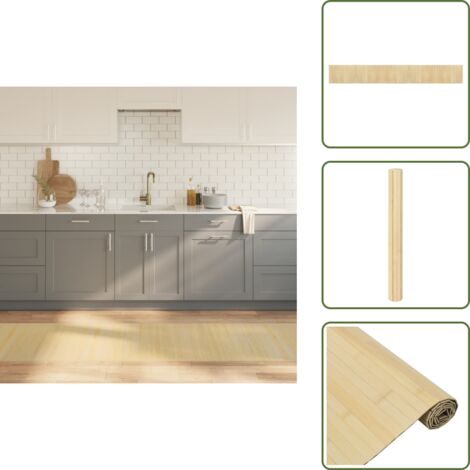 The Living Store Alfombra rectangular bambú color natural claro 70x500 cm - Alfombra natural
