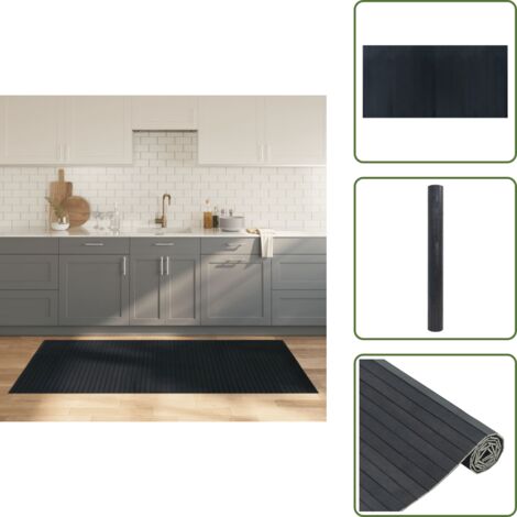 The Living Store Alfombra rectangular bambú gris 100x200 cm - Alfombra natural