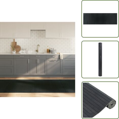The Living Store Alfombra rectangular bambú gris 100x300 cm - Alfombra rectangular