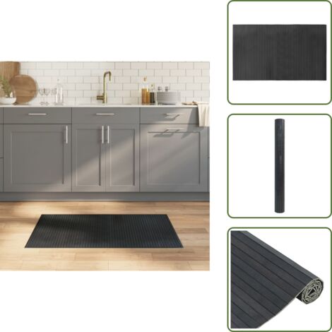 The Living Store Alfombra rectangular bambú gris 60x100 cm - Alfombra rectangular