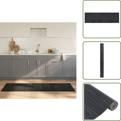 The Living Store Alfombra rectangular bambú gris 60x200 cm - Alfombra rectangular