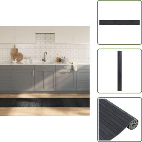 The Living Store Alfombra rectangular bambú gris 60x500 cm - Alfombra rectangular