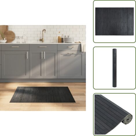 The Living Store Alfombra rectangular bambú gris 70x100 cm - Alfombra rectangular