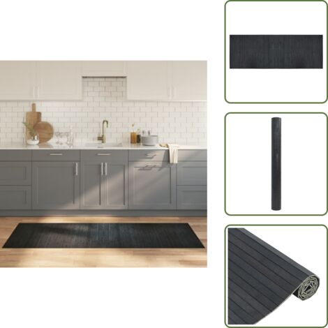 The Living Store Alfombra rectangular bambú gris 70x200 cm - Alfombra rectangular