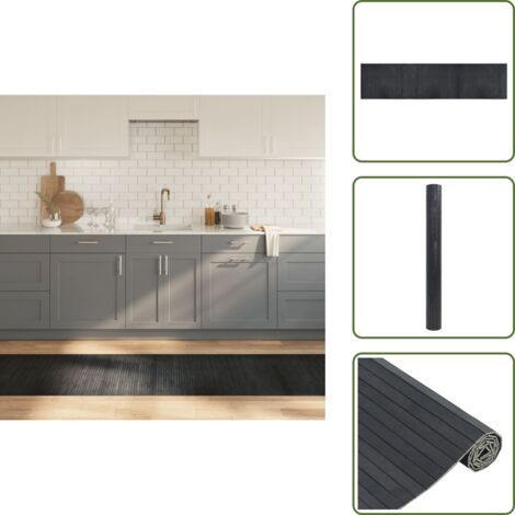 The Living Store Alfombra rectangular bambú gris 70x300 cm - Alfombra natural