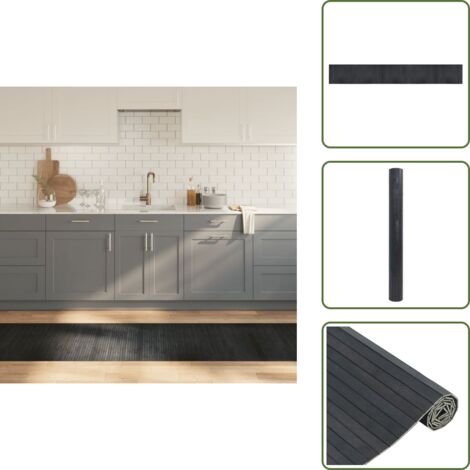 The Living Store Alfombra rectangular bambú gris 70x500 cm - Alfombra rectangular