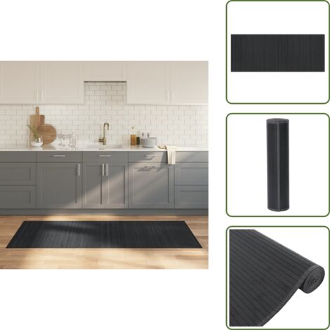 The Living Store Alfombra rectangular bambú gris 80x200 cm - Alfombra gris