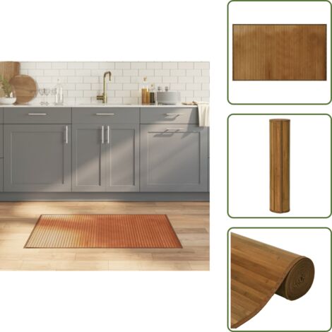 The Living Store Alfombra rectangular bambú marrón 60x100 cm - Alfombra rectangular