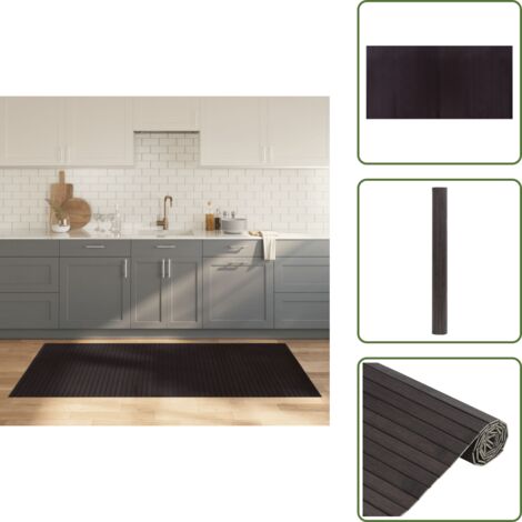 The Living Store Alfombra rectangular bambú marrón oscuro 100x200 cm - Alfombra rectangular