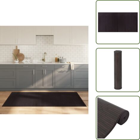 The Living Store Alfombra rectangular bambú marrón oscuro 100x200 cm - Alfombra rectangular