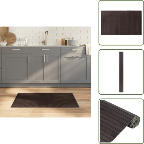 The Living Store Alfombra rectangular bambú marrón oscuro 60x100 cm - Alfombra rectangular