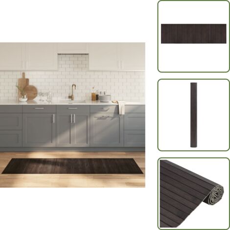 The Living Store Alfombra rectangular bambú marrón oscuro 60x200 cm - Alfombra rectangular