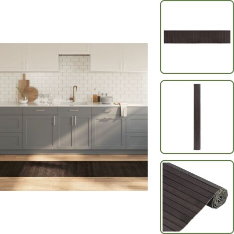 The Living Store Alfombra rectangular bambú marrón oscuro 60x300 cm - Alfombra rectangular