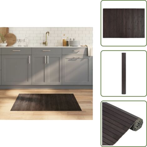The Living Store Alfombra rectangular bambú marrón oscuro 70x100 cm - Alfombra rectangular