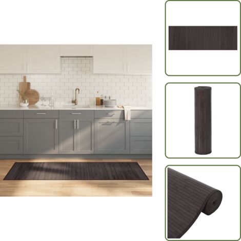 The Living Store Alfombra rectangular bambú marrón oscuro 70x200 cm - Alfombra rectangular