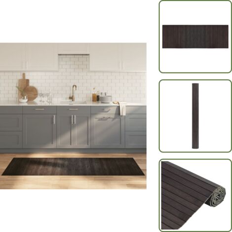 The Living Store Alfombra rectangular bambú marrón oscuro 70x200 cm - Alfombra rectangular