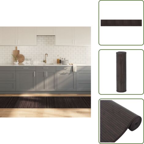 The Living Store Alfombra rectangular bambú marrón oscuro 80x1000 cm - Alfombra rectangular