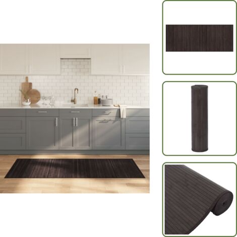 The Living Store Alfombra rectangular bambú marrón oscuro 80x200 cm - Alfombra rectangular