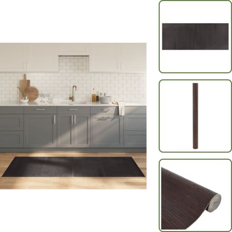 The Living Store Alfombra rectangular bambú marrón oscuro 80x200 cm - Alfombra rectangular