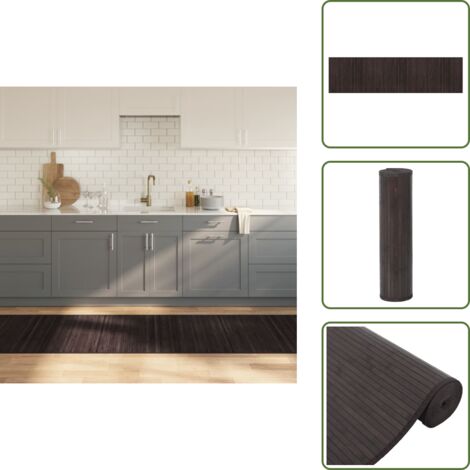 The Living Store Alfombra rectangular bambú marrón oscuro 80x300 cm - Alfombra rectangular