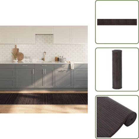 The Living Store Alfombra rectangular bambú marrón oscuro 80x500 cm - Alfombra rectangular