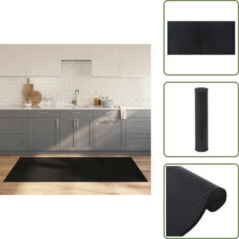 The Living Store Alfombra rectangular bambú negro 100x200 cm - Alfombra rectangular