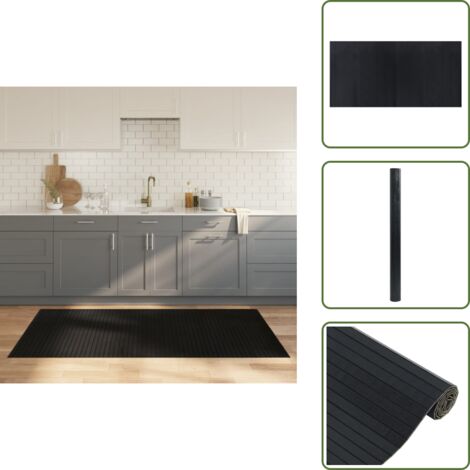 The Living Store Alfombra rectangular bambú negro 100x200 cm - Alfombra rectangular