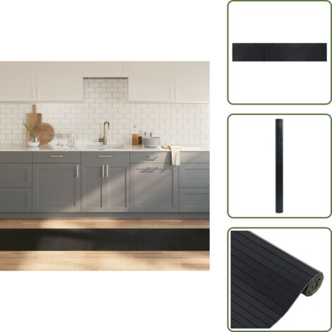 The Living Store Alfombra rectangular bambú negro 60x300 cm - Alfombra rectangular