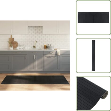The Living Store Alfombra rectangular bambú negro 70x200 cm - Alfombra rectangular