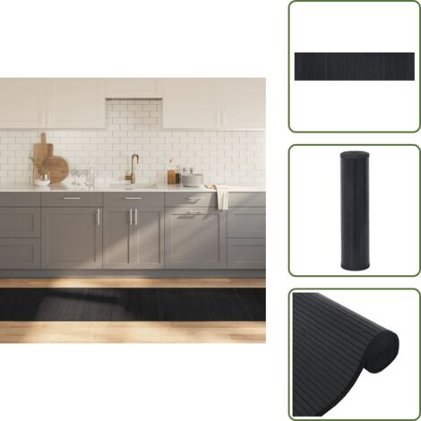 The Living Store Alfombra rectangular bambú negro 70x300 cm - Alfombra rectangular