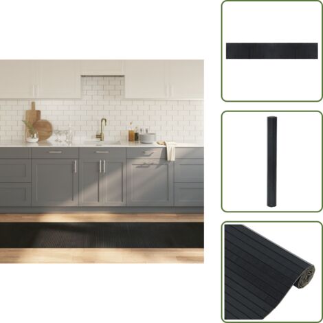The Living Store Alfombra rectangular bambú negro 70x400 cm - Alfombra rectangular