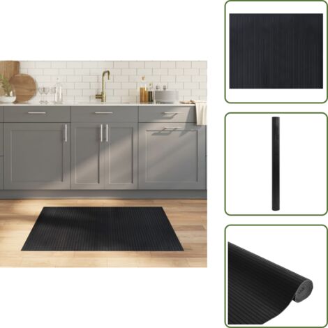 The Living Store Alfombra rectangular bambú negro 80x100 cm - Alfombra rectangular